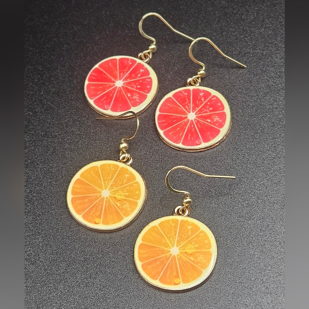 NEW! Citrus SLICE Earrings - Orange & Grapefruit